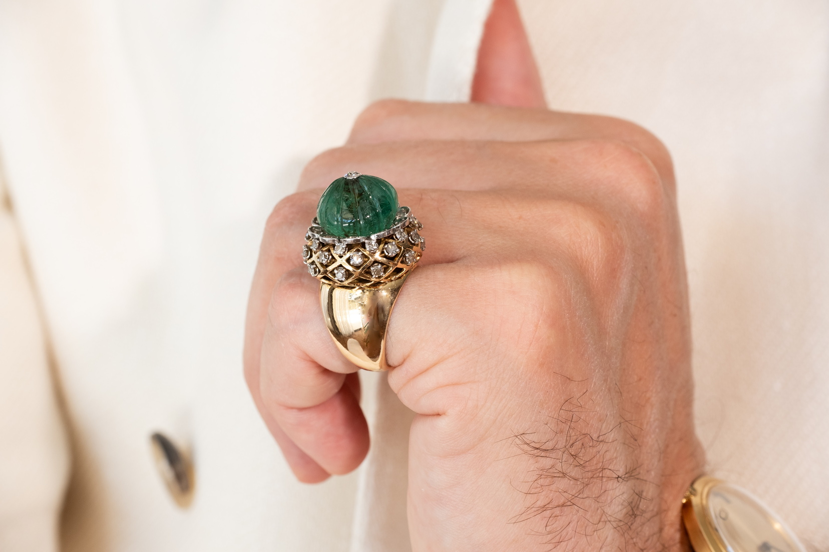 Mellerio dits Meller “Chardon” Ring on man's hand