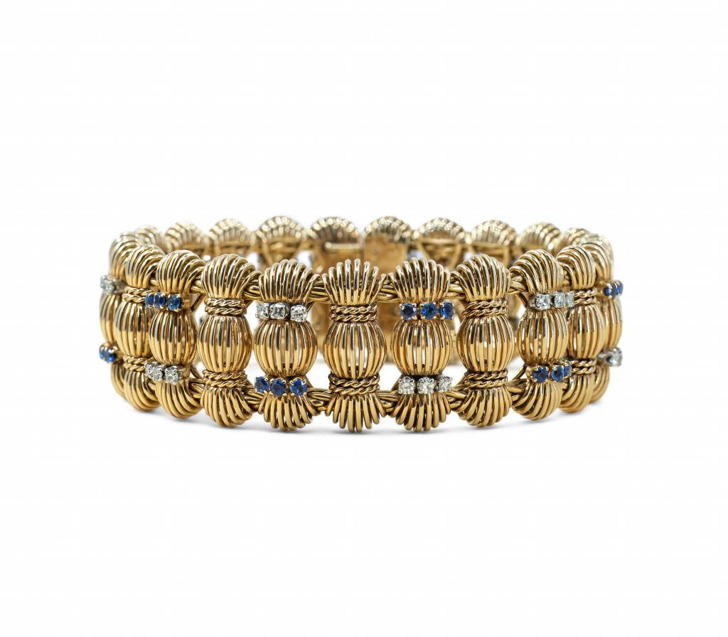 Bracelet en or 18 carats, saphirs et diamants – Circa 1950
