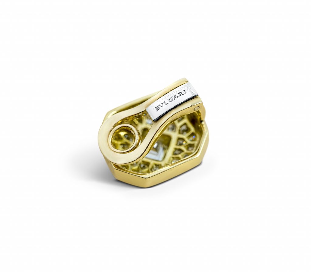 Bulgari Gold and Diamond Clip Earrings