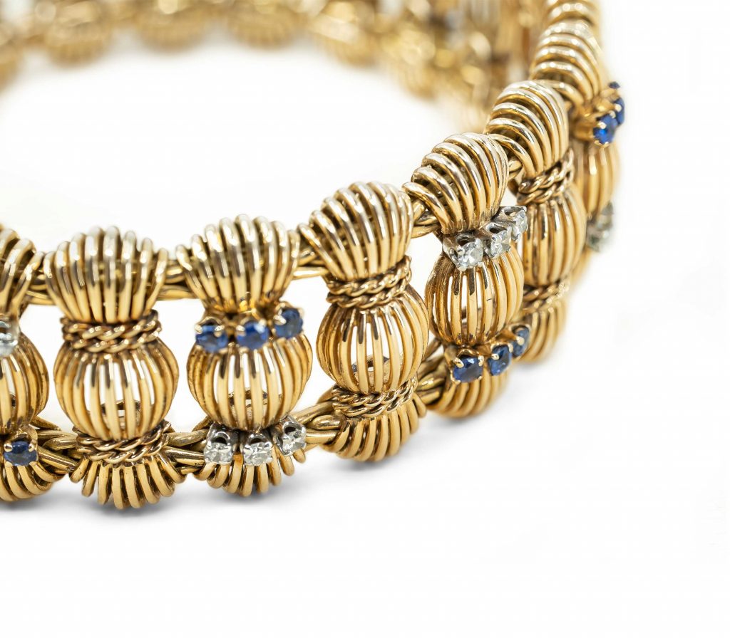 Boucheron宝诗龙18k金、蓝宝石和钻石手链