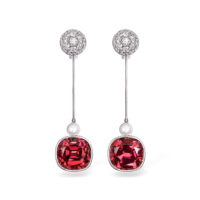 Boucles d’oreilles pendantes en grenat et diamant