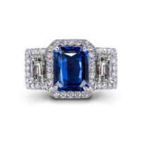 Bague en saphir bleu de 3,23 carats GRS