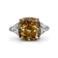 Кольцо с бриллиантом 11,64 карата в цвете Fancy Dark Brown-Yellow, GIA