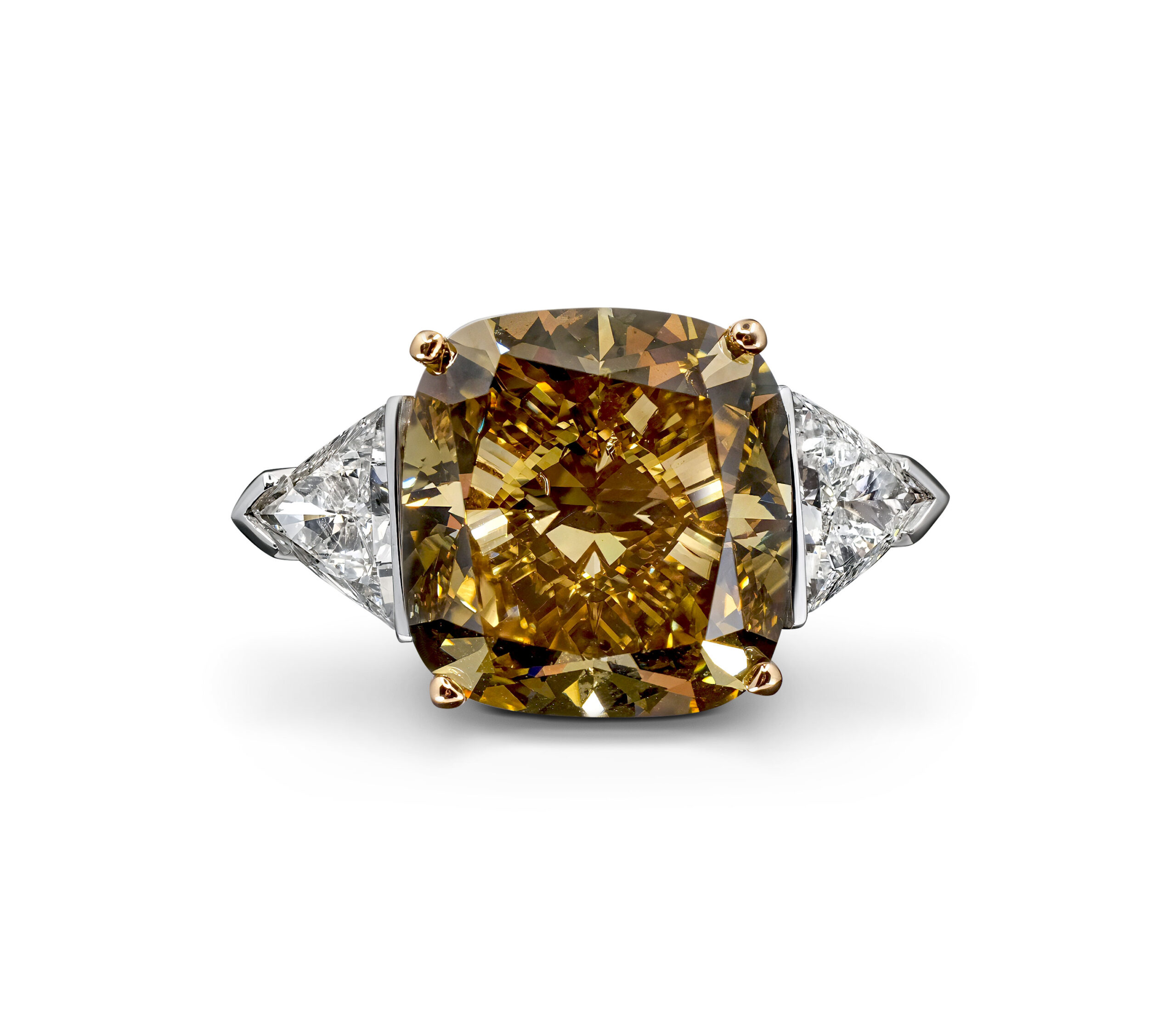 Кольцо с бриллиантом 11,64 карата в цвете Fancy Dark Brown-Yellow, GIA