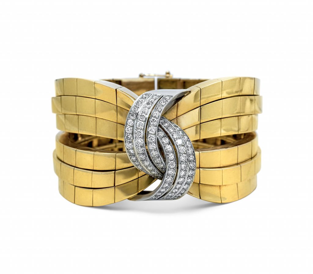 18k Rose Gold and Platinum Cuff Bracelet