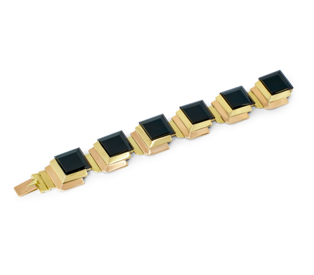 Bracelet Art déco en onyx et or 18 carats