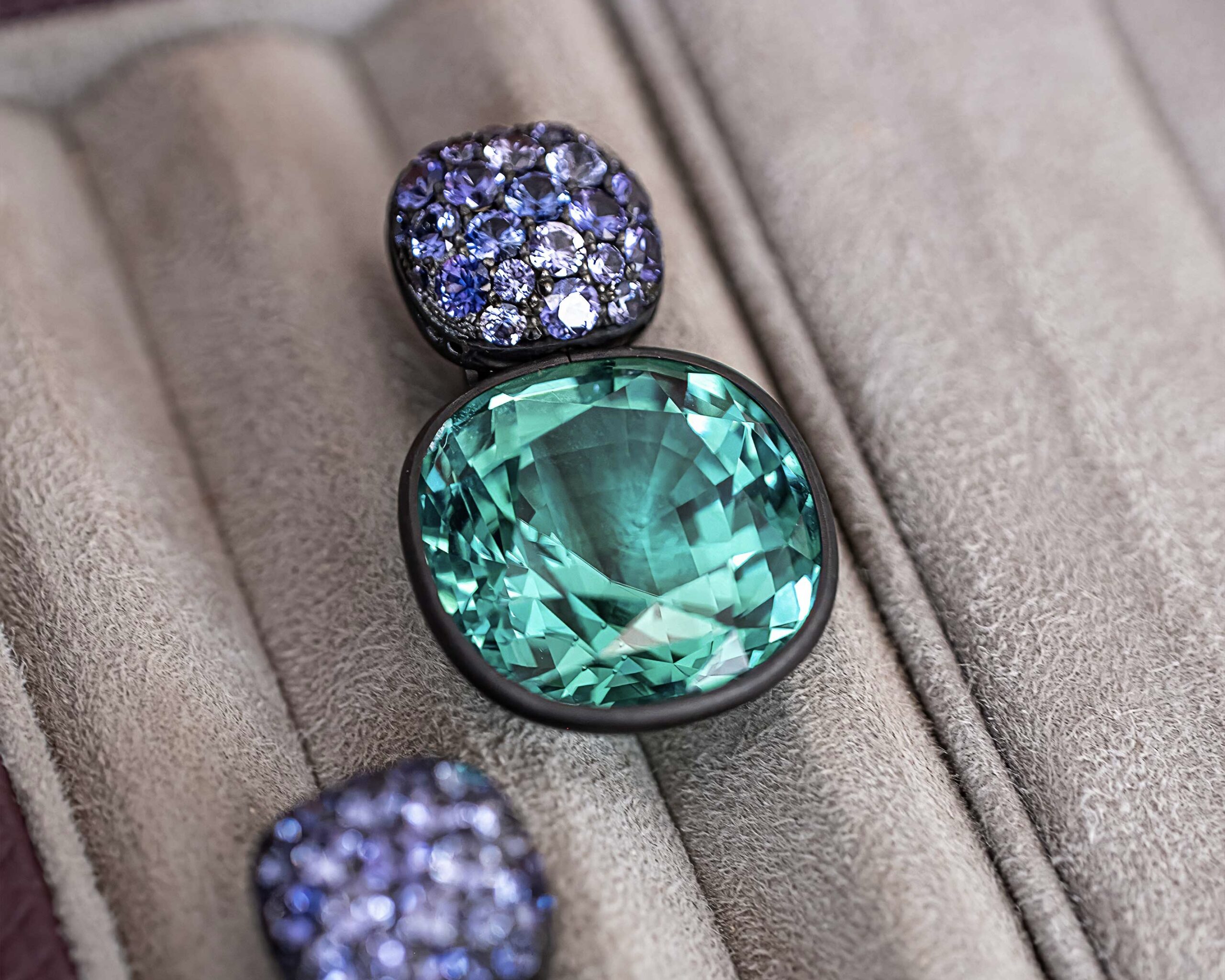 One-of-a-Kind Tourmaline and Sapphire Earrings