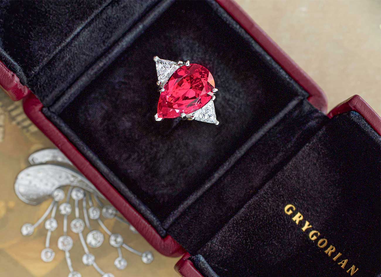 Mahenge Spinel and Diamond Ring
