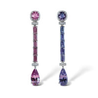 Boucles d’oreilles pendantes en spinelle et diamant
