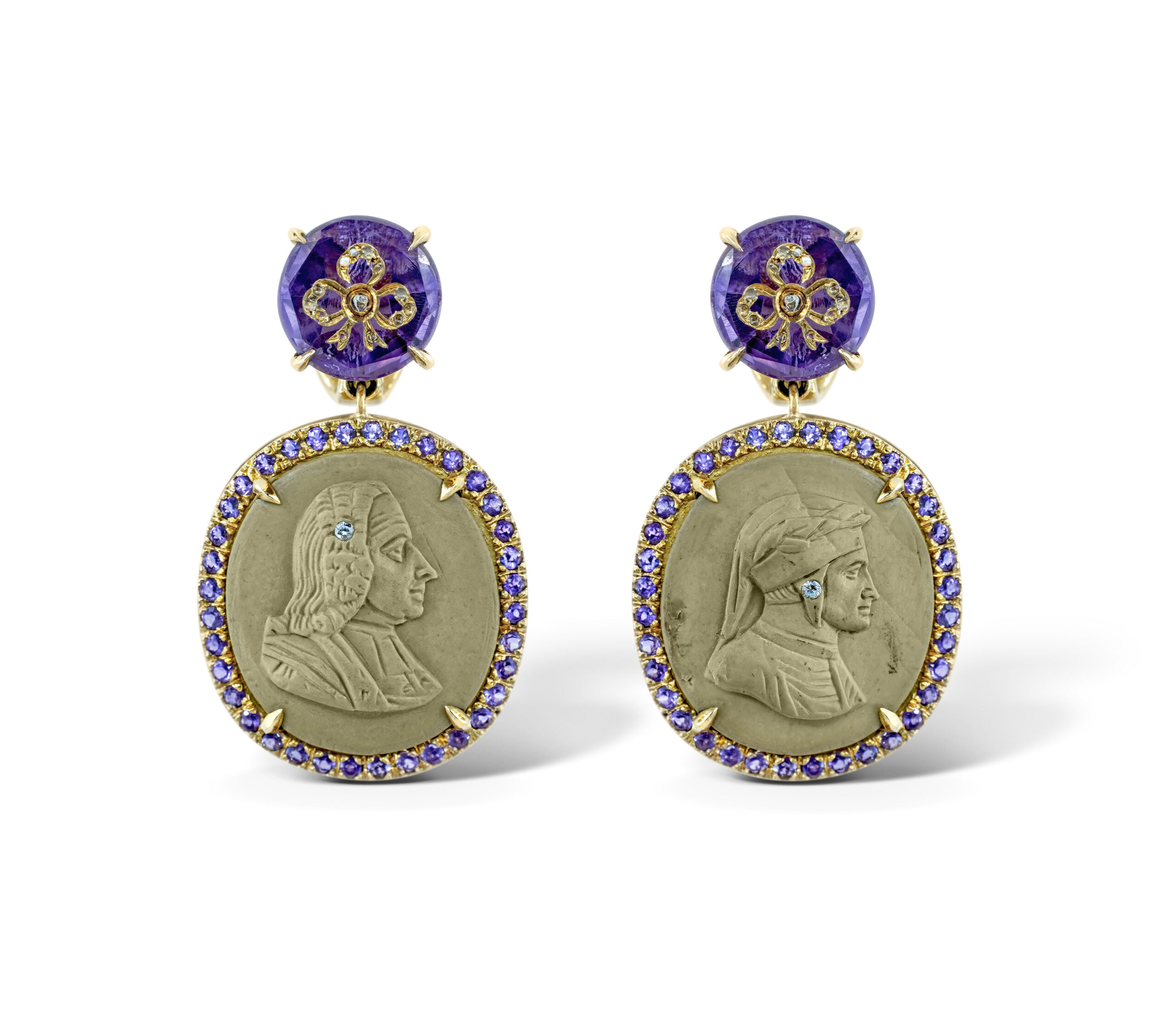 Unique and Original Earrings Featuring Engraved Cameo Stones