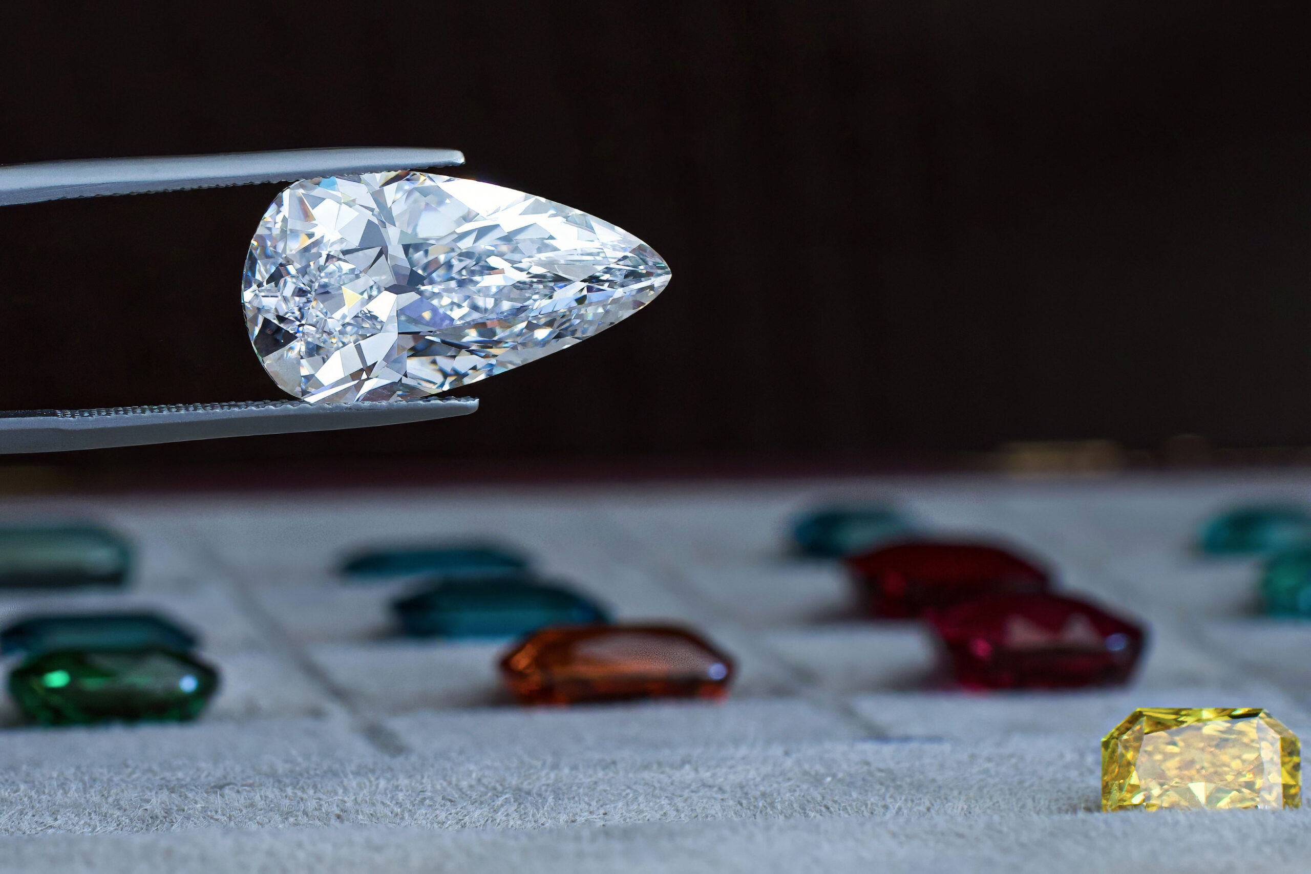 The diamond in tweezers