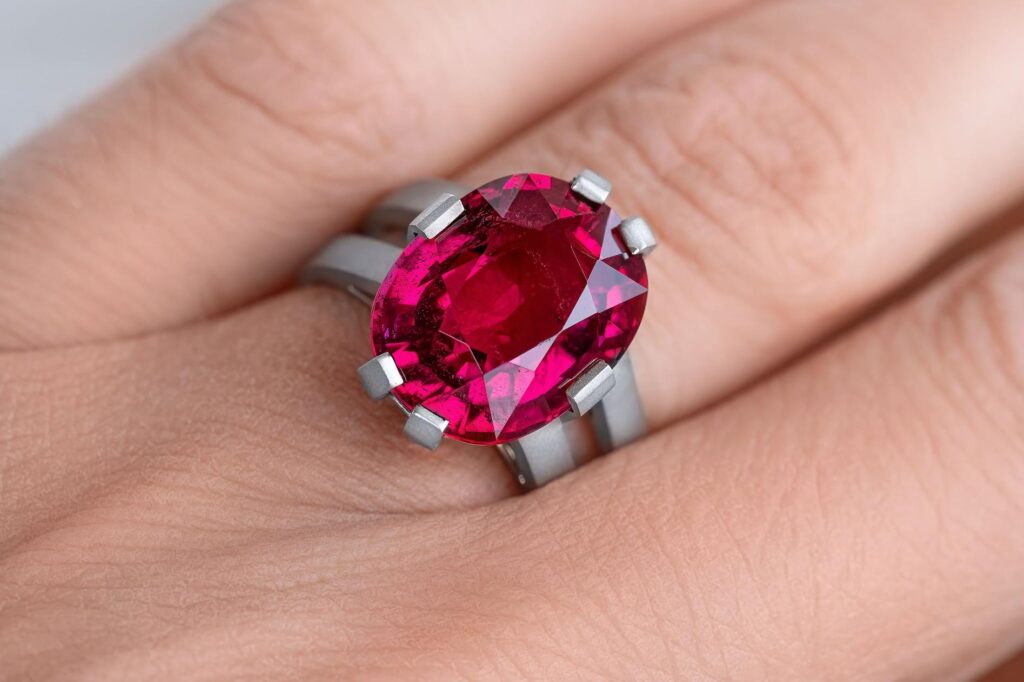 Bague en rubellite ovale de 10,84 carats