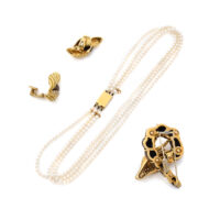 Chaumet “羚羊”复古黄金钻石珍珠套组