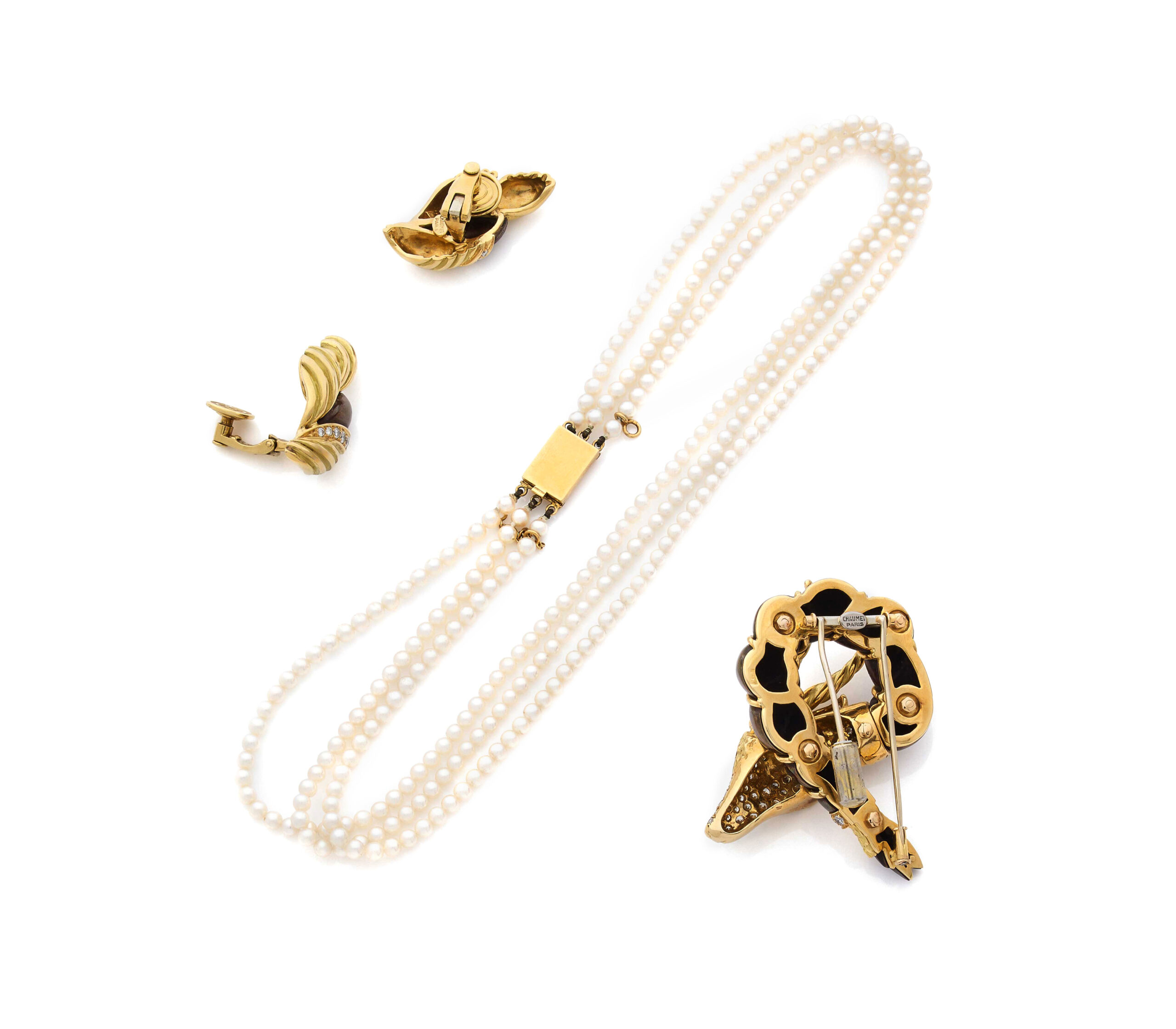 Chaumet “羚羊”复古黄金钻石珍珠套组