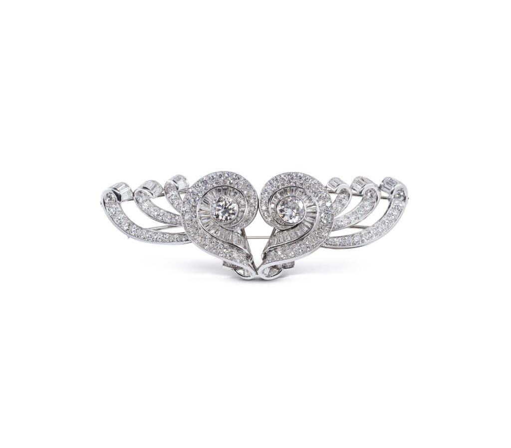 Vintage French Diamond Platinum Convertible Clips 1950s
