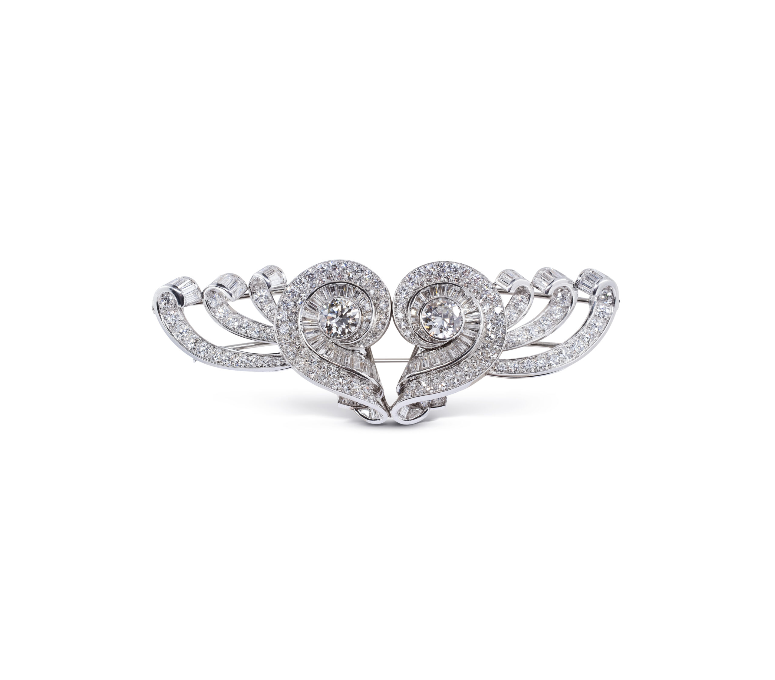 Vintage French Diamond Platinum Convertible Clips 1950s