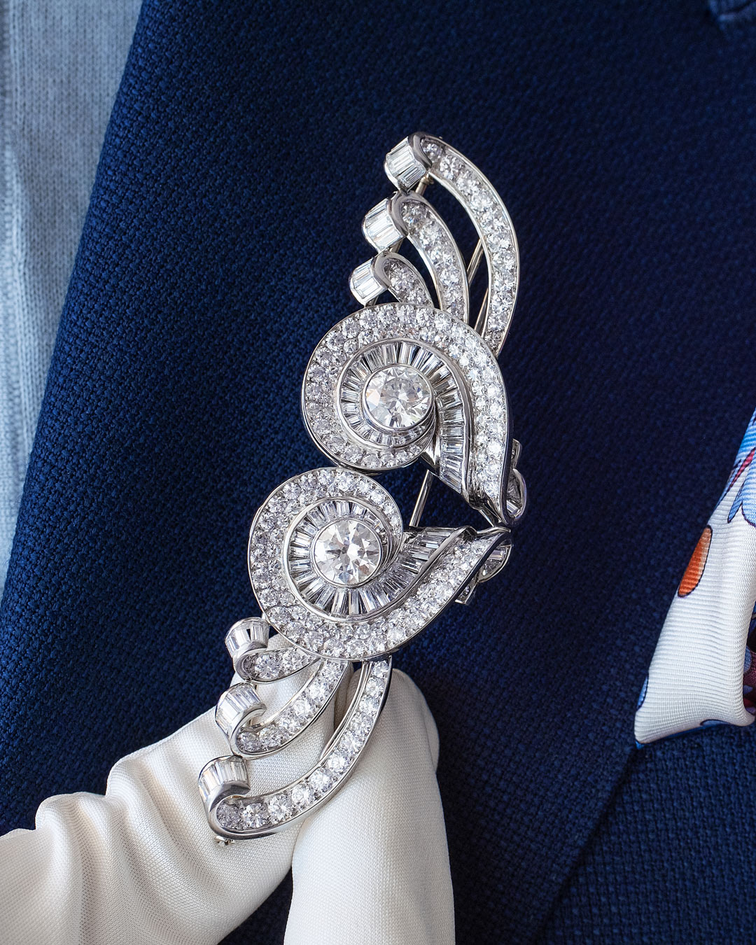 Vintage French Diamond Platinum Convertible Clips 1950s