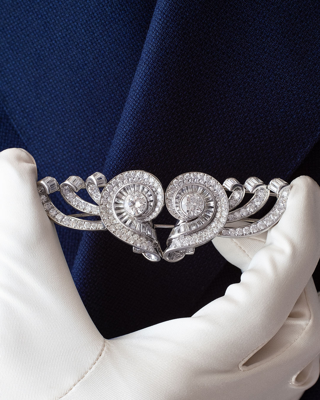 Vintage French Diamond Platinum Convertible Clips 1950s