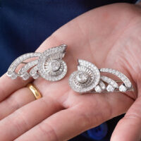 Vintage French Diamond Platinum Convertible Clips 1950s