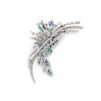 Platinum and 18K Gold Gerbe Brush Brooch