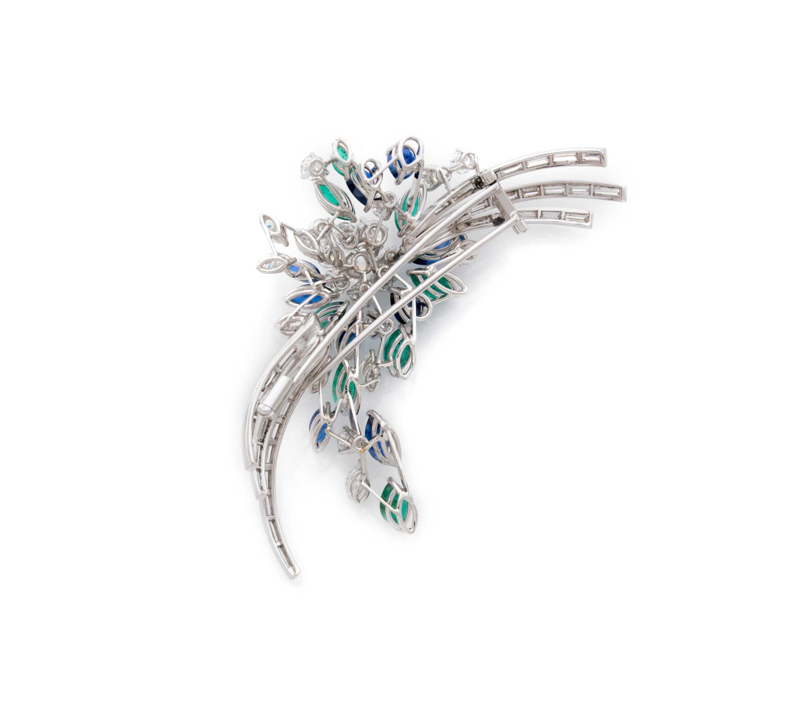 Platinum and 18K Gold Gerbe Brush Brooch