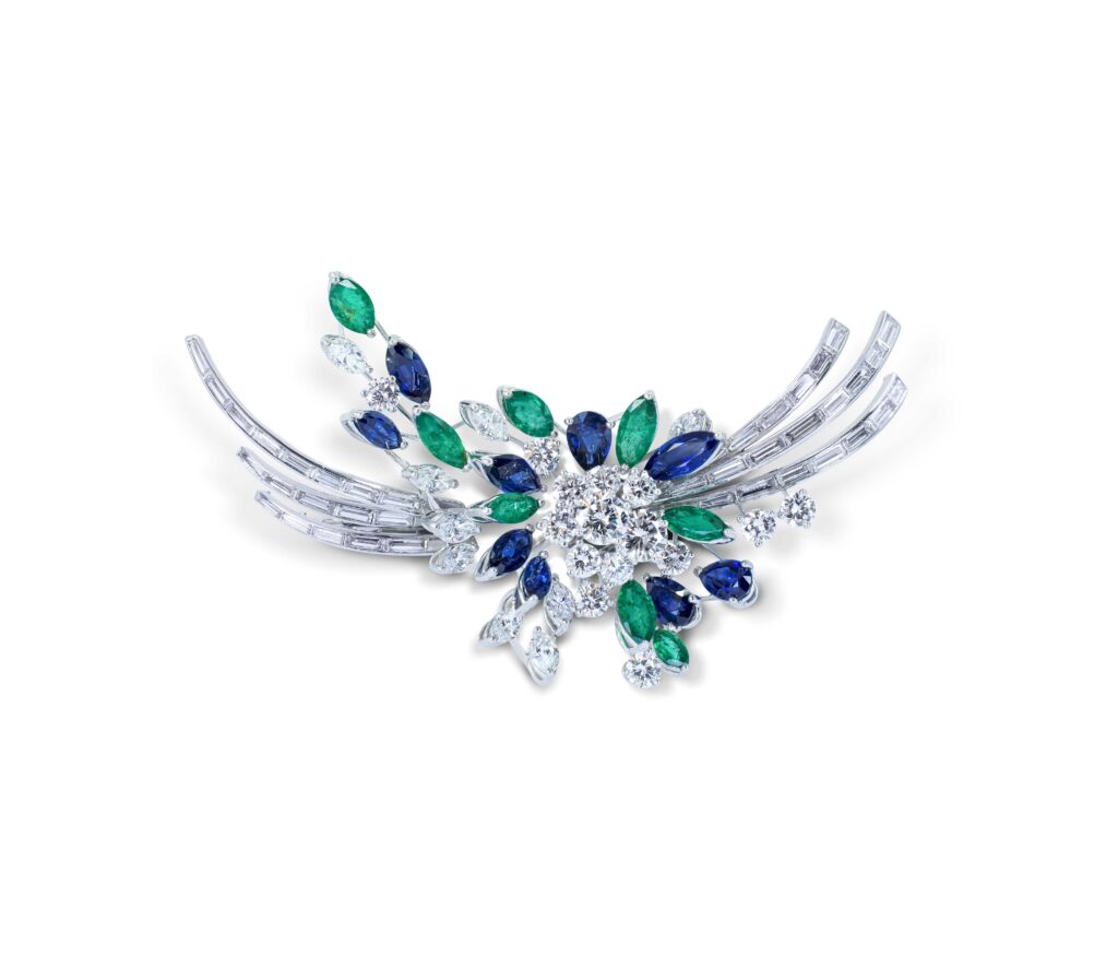 Platinum and 18K Gold Gerbe Brush Brooch