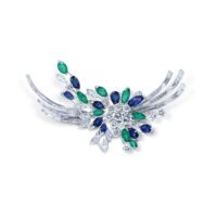 Platinum and 18K Gold Gerbe Brush Brooch