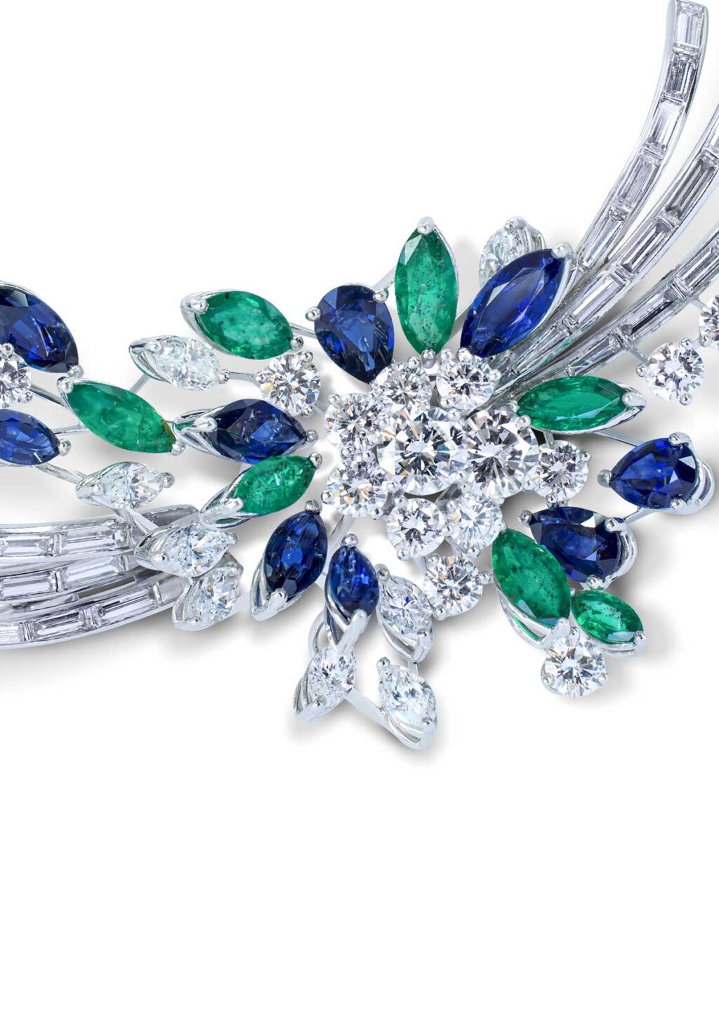 Platinum and 18K Gold Gerbe Brush Brooch