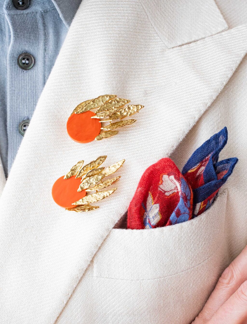 Chaumet Coral Brooches Vintage 18k Gold Pair