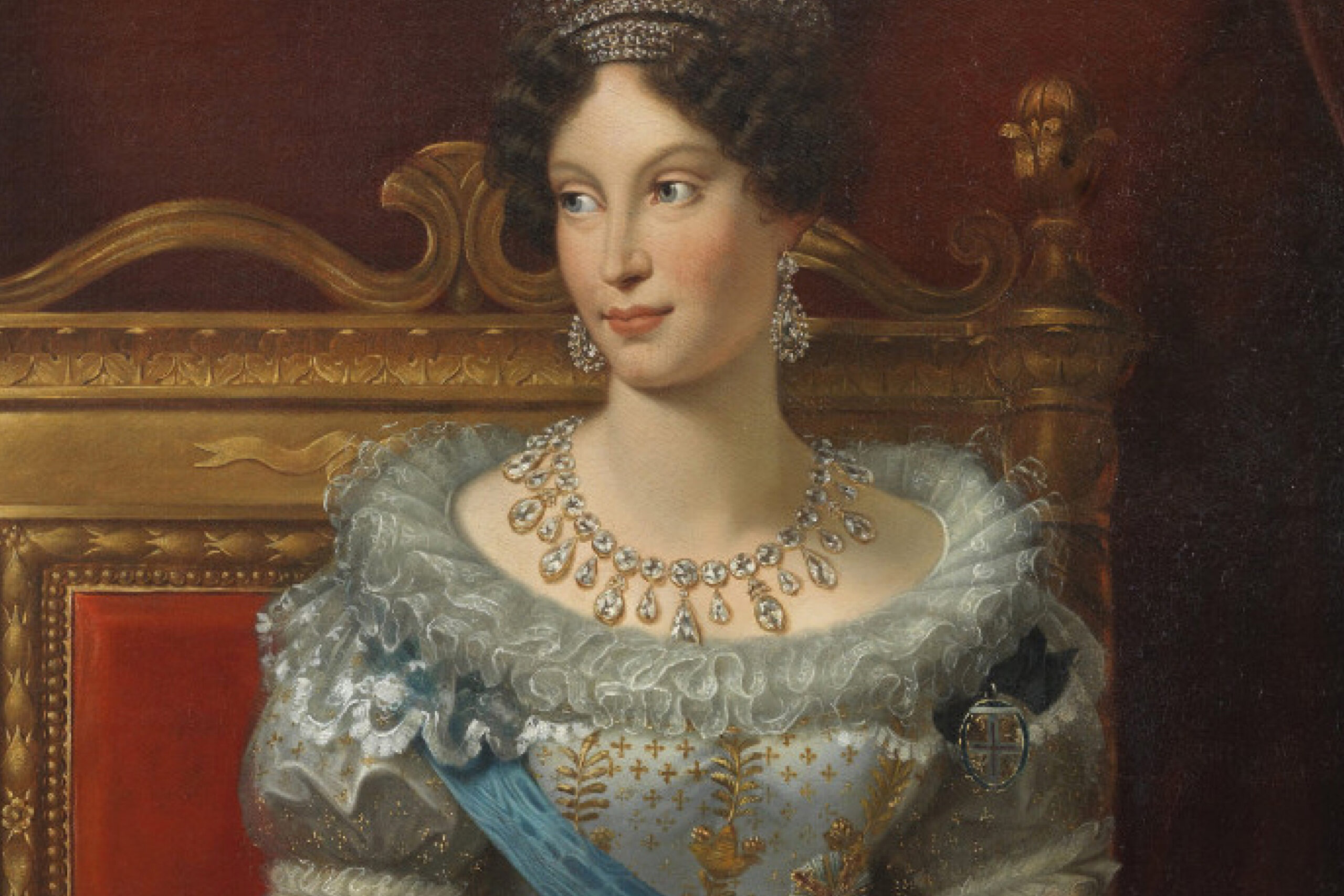 A portrait of Marie Louise, Duchess of Parma wearing the Napoleon Diamond Necklace