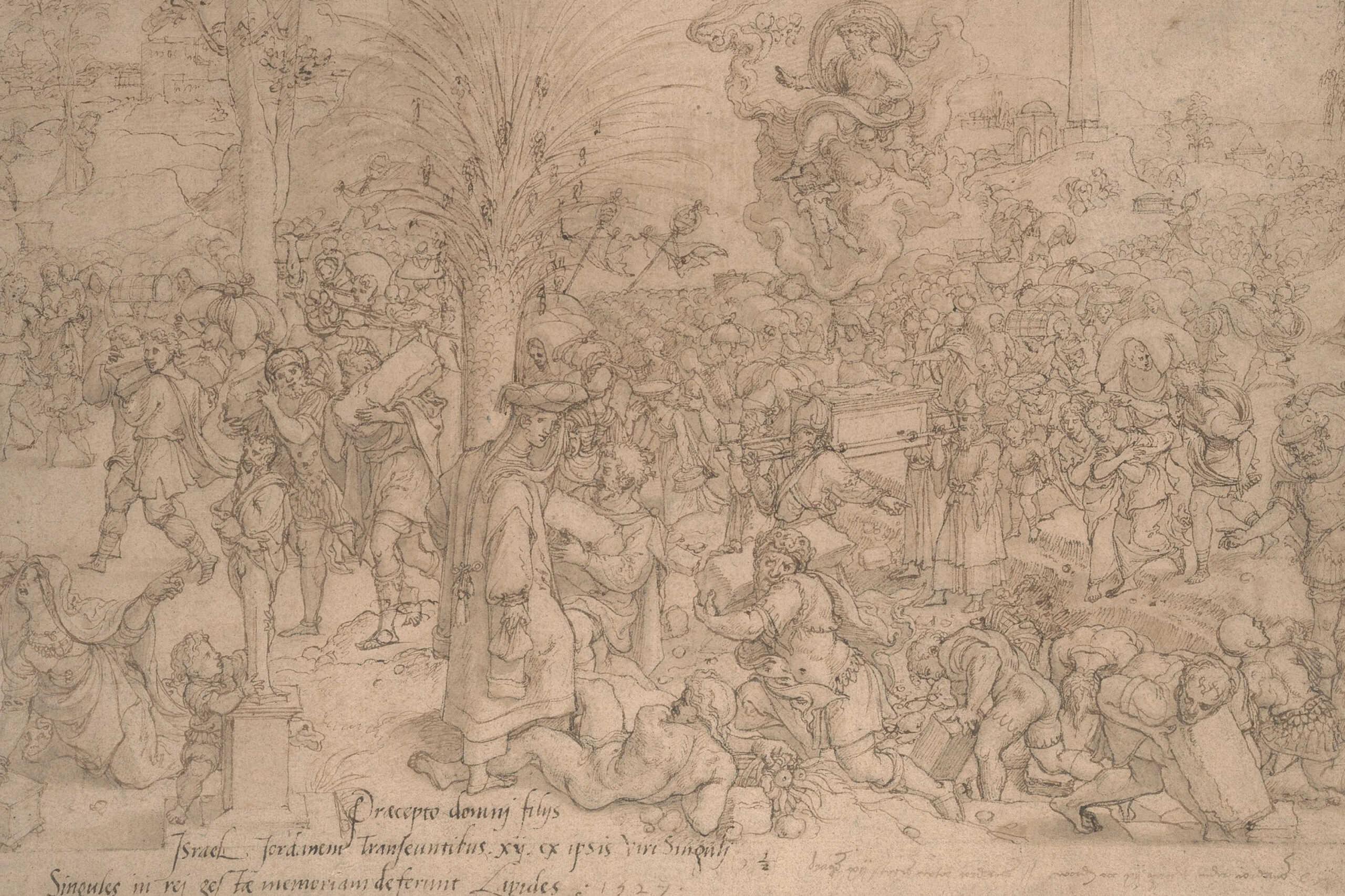 The drawing of Jews Collecting the Twelve Stones from the River Jordan by Pieter Coecke van Aelst