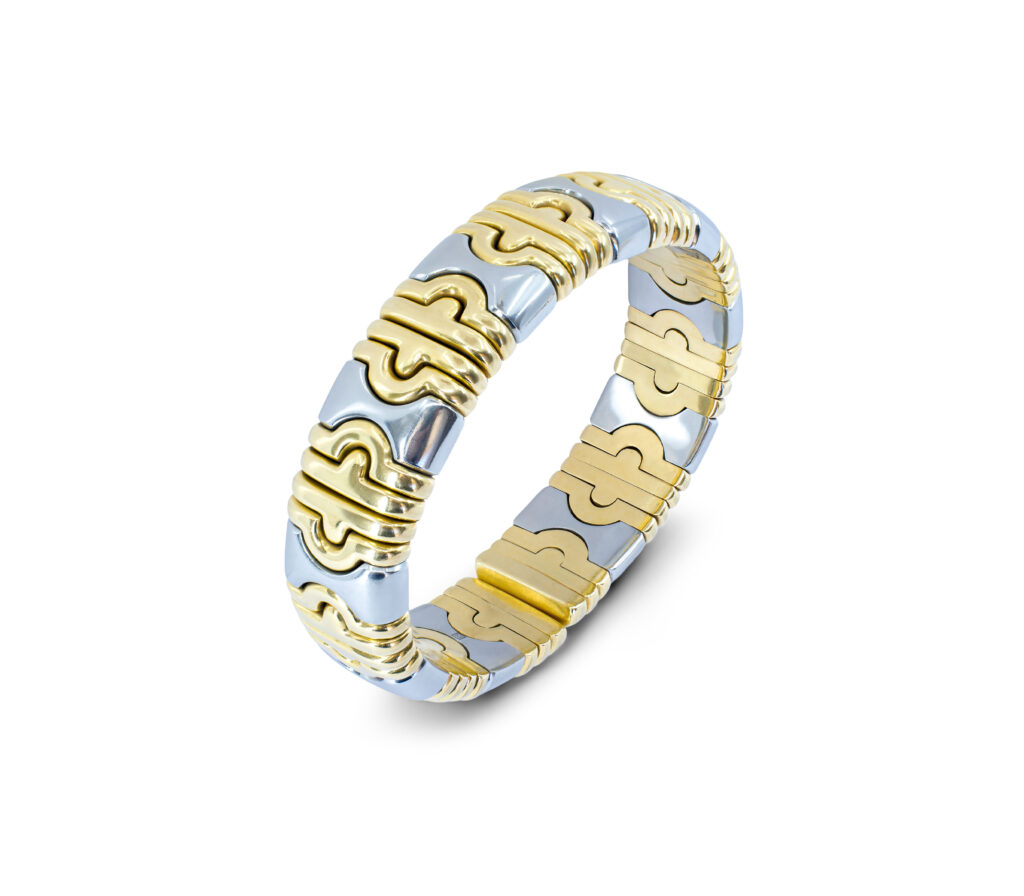 Bulgari Parentesi Gold and Steel Bangle Bracelet