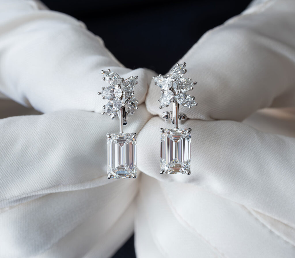Cluster Diamond Drop Earrings