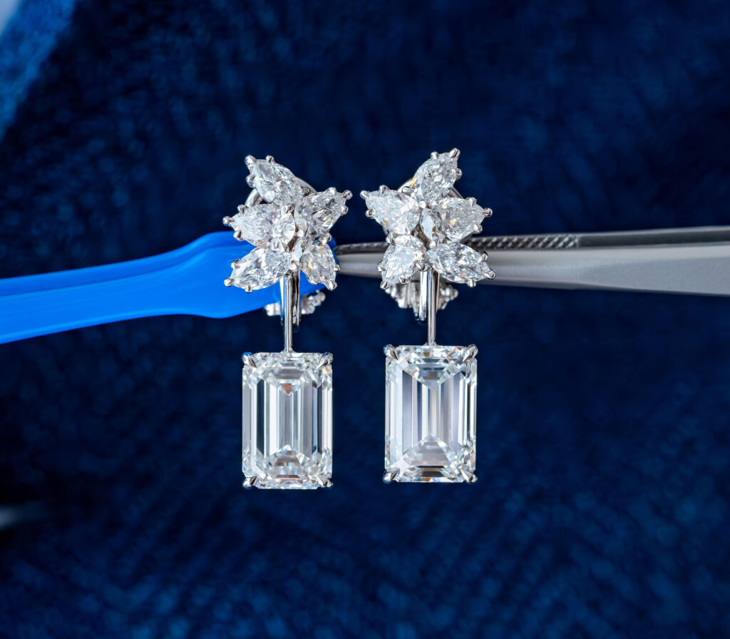 Cluster Diamond Drop Earrings