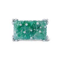 Broche en jade et diamants en or blanc 18 carats
