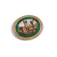 Micromosaic Roman Forum Brooch in 9K Gold
