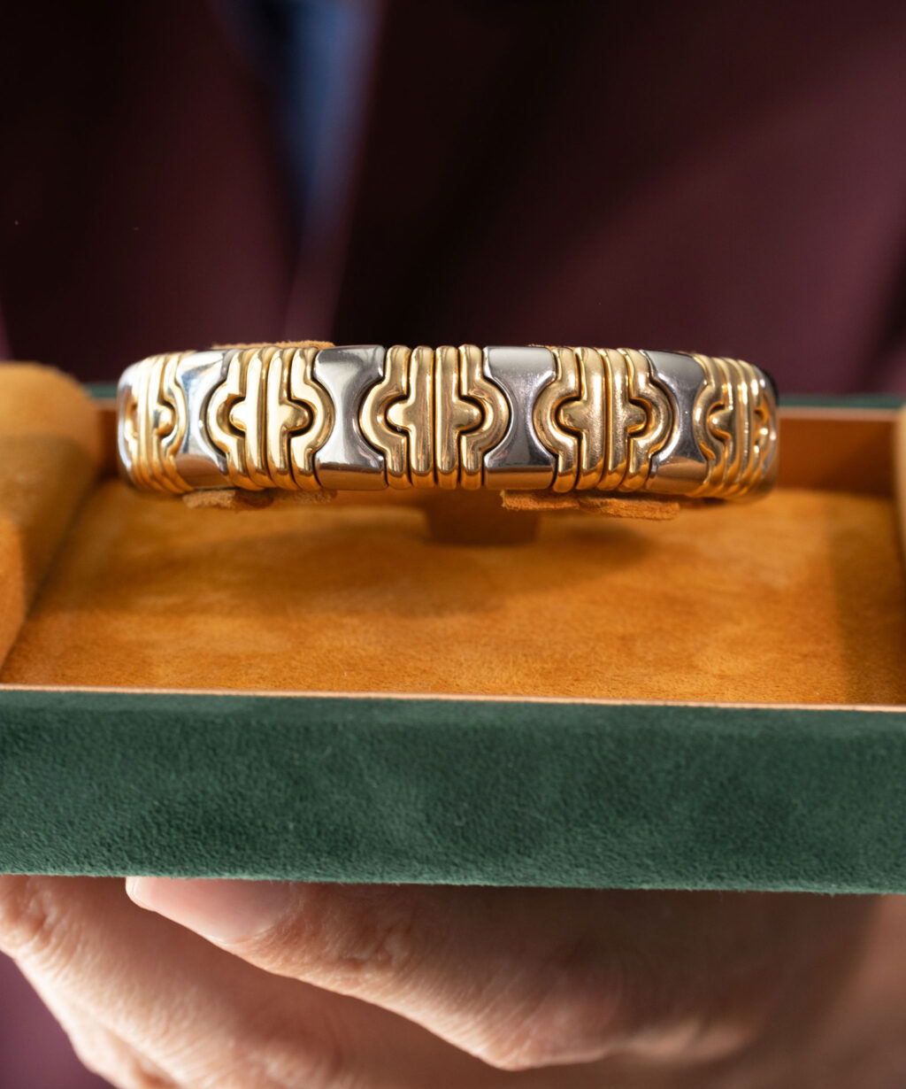 Bulgari Parentesi Gold and Steel Bangle Bracelet