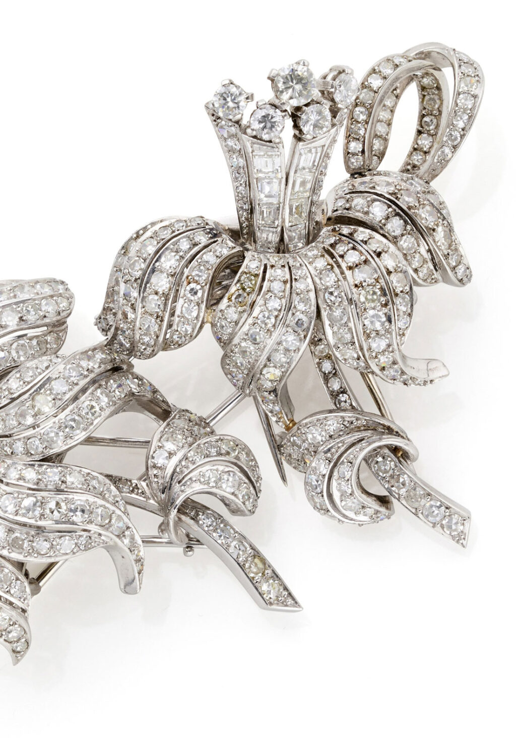 Convertible Floral Diamond Brooch in Platinum