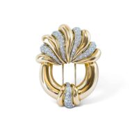 Round Diamond Brooch in Gold and Platinum