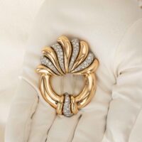 Round Diamond Brooch in Gold and Platinum