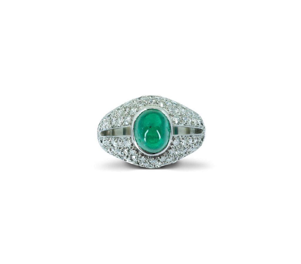 Art Deco Emerald and Diamond Platinum Ring