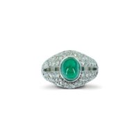 Art Deco Emerald and Diamond Platinum Ring