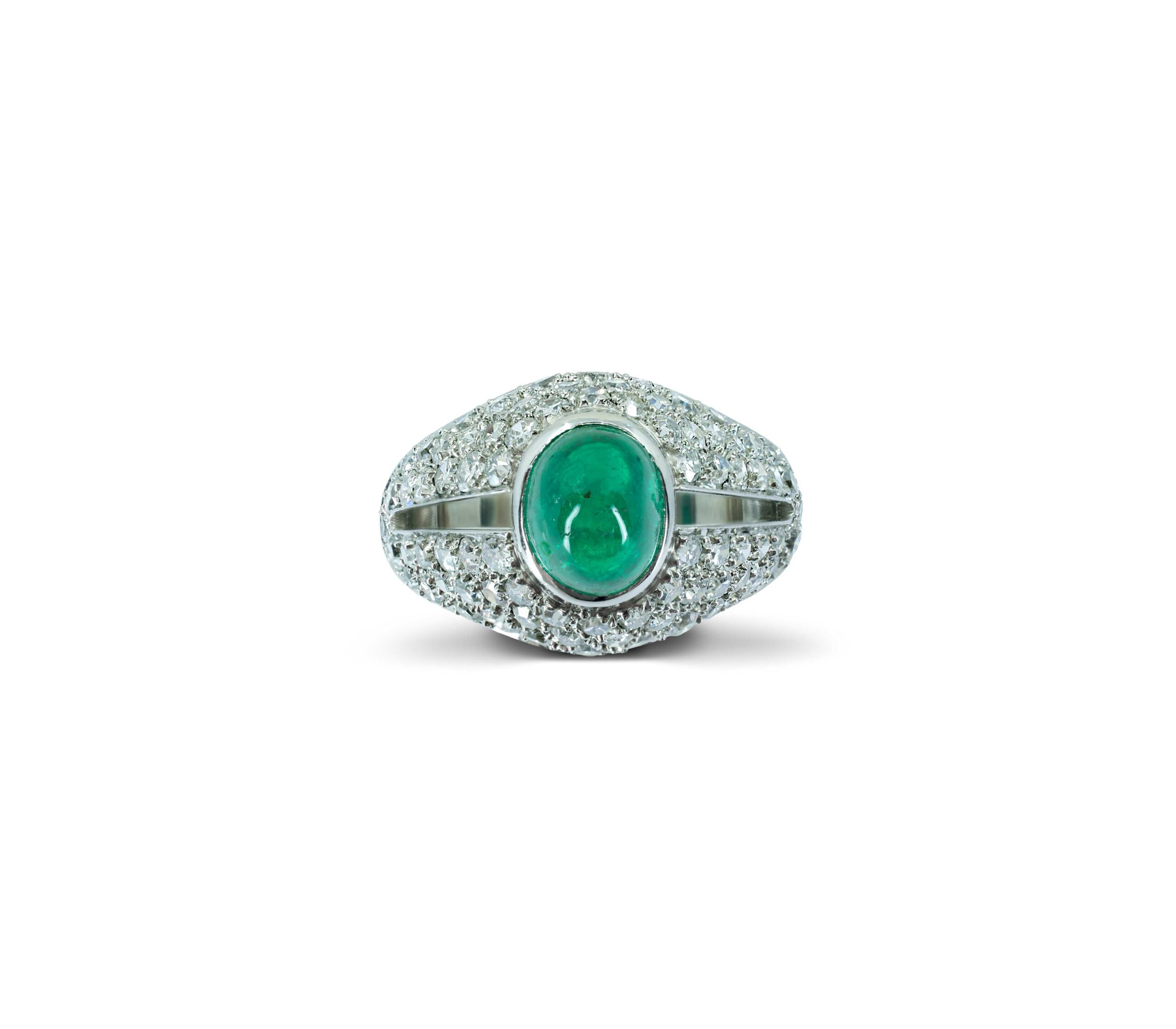 Art Deco Emerald and Diamond Platinum Ring