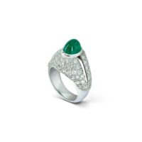Art Deco Emerald and Diamond Platinum Ring