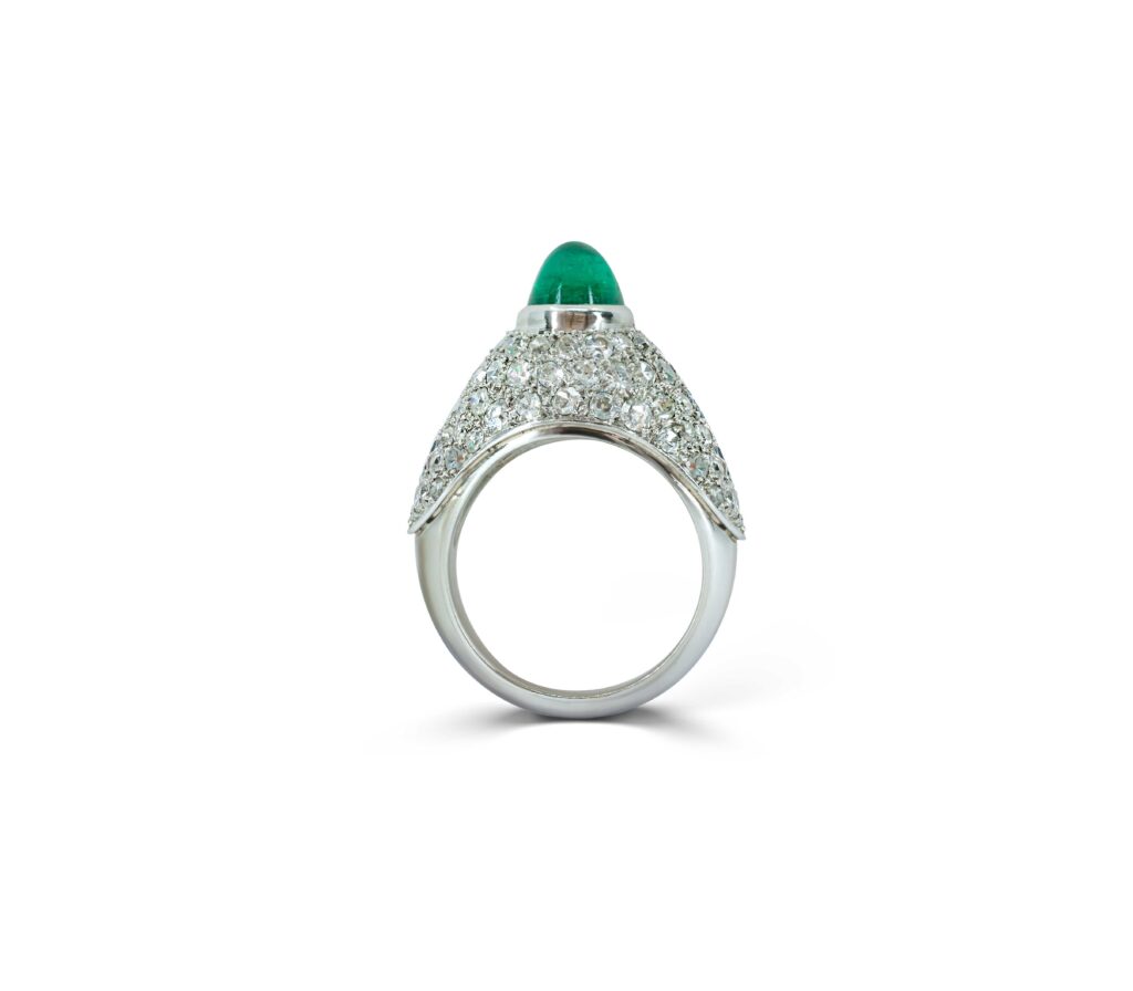 Art Deco Emerald and Diamond Platinum Ring