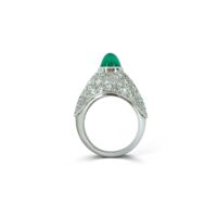Art Deco Emerald and Diamond Platinum Ring