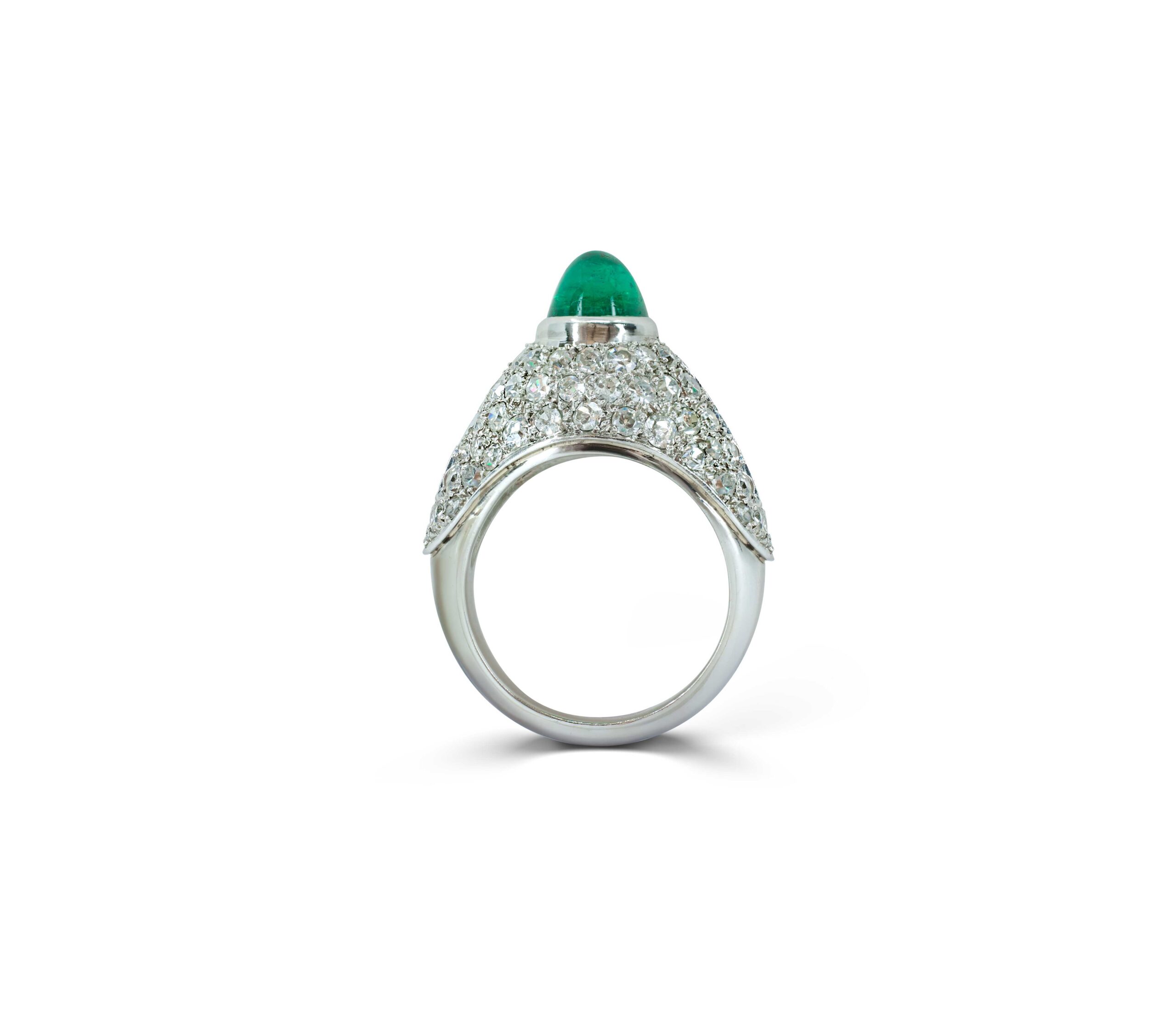 Art Deco Emerald and Diamond Platinum Ring