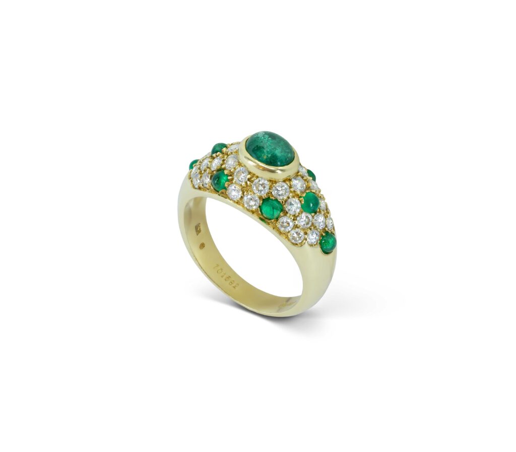 Cartier “Corinthe” Ring with Emeralds and Diamonds