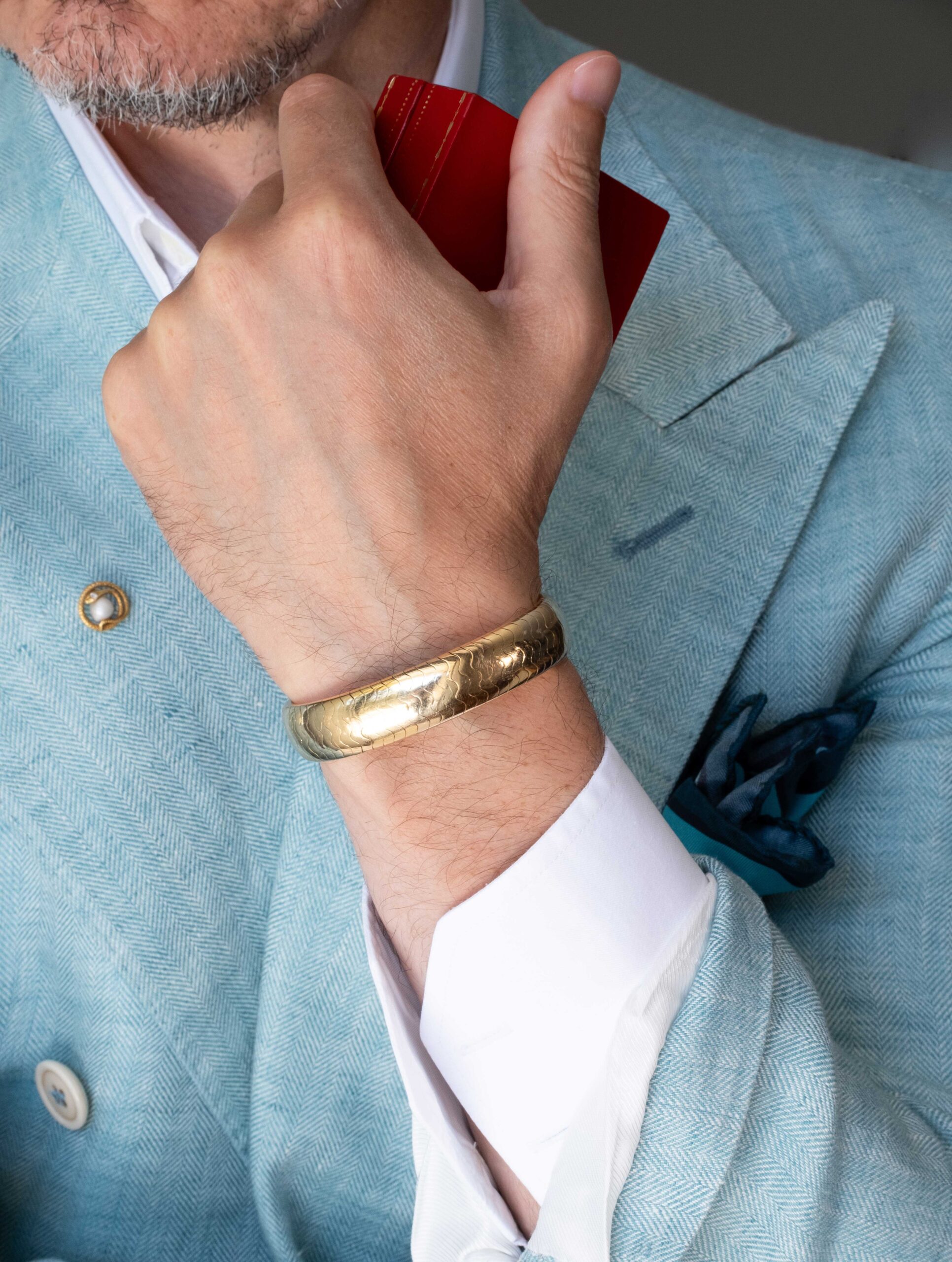 Cartier Tri-Gold Wave Cuff Bracelet