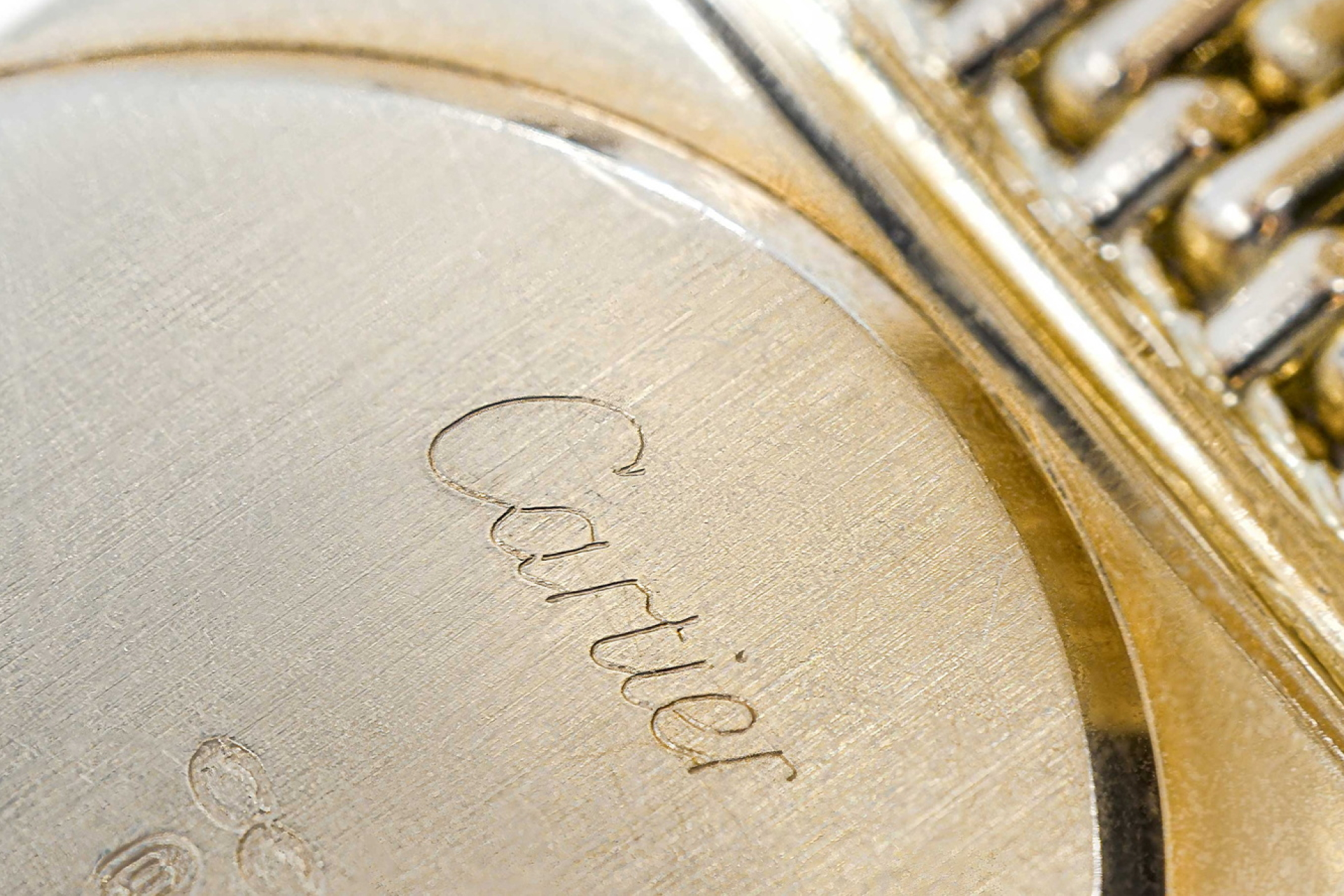 The close-up of the back of Cartier watches
